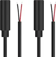 tunghey 2Pack Replacement 2.5mm Female Jack to Bare Wire Open End TS 2 Pole Mono 2.5mm Jack Plug Connector Audio Cable Repair 25CM (Female)