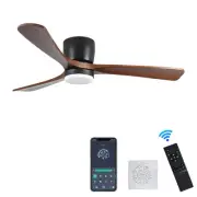 Modern Habitat 42" Flush Mount Ceiling Fan Black LED Light Remote Control