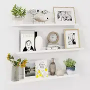 White Floating Shelves for Wall, 36 Inch Picture Ledge Shelf Set of 3, Picture S