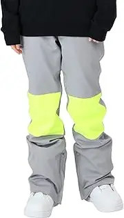[SEARIPE] Men's Laser Cargo Ski Pants Women Waterproof Splicing Snow Pant Loose Snowboard Pant for Winter Sports Outdoor