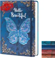 Ruled B5 Journal 3D Butterfly Embossed 23x17.5cm 192 Pages w Elastic Band - Blue