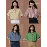 在飛比找ETMall東森購物網優惠-東京塔條紋寬松立體廓形襯衫