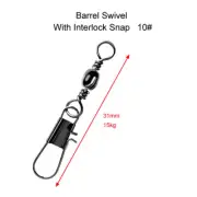 50 x High Quality Fishing Barrel Swivels+InterlockSnap Size 10#,Fishing Hooks