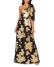 Aidan Mattox Jacquard One Shoulder Gown