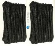 (2) Black Double Braided 1/2" x 20' ft Boat Marine HQ Dock Lines Mooring Ropes