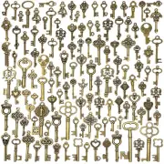 125Pack Vintage Style Antique Skeleton Furniture Cabinet Old Lock Keys Jewellry
