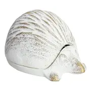 Metal 12cm Hedgehog Key Hide Garden/Porch Secret Hiding Sculpture Ornament White