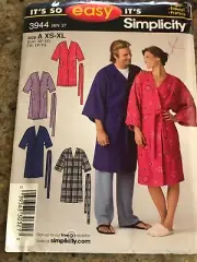 SIMPLICITY #3944 - ADULT (FLANNEL-FLEECE-SEERSUCKER) ROBE PATTERN XS-XL FF