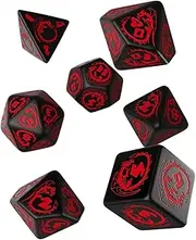 Q Workshop Black and Red Dragon Dice (7) Dice