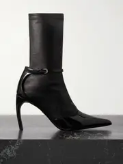 [Ferragamo] Ferragamo - Britt Smooth And Patent-leather Ankle Boots - Black - US7 US 7 Black