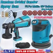 Cordless 5'' Random Orbital Sander High Pressure 80 Din Spray Gun For Makita 18V