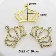 Crown Rhinestone Buttons Gold Base Crystal Button Wedding Craft Decoration 10Pcs