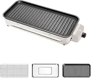 1500W Smokeless Barbecue Grill, Electrical Grill with Bar Grill and Nonstick Frying Pan, 0-240℃ Adjustable Temperature, Oil Pan, for Barbecue Plate, Outdoor and Indoor Use