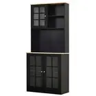 HOMCOM 5-Shelf Black Kitchen Storage Pantry with Microwave Shelf
