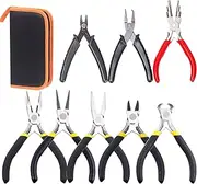 Hilitchi 9Pcs Jewelry Pliers Set with Bag, including Needle Nose Pliers, Bent Nose Pliers, Round Nose Pliers, Crimping Pliers, End Cutting Pliers, Wire Cutter, Bail Making Pliers, Split Ring Pliers