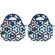 2x Annabel Trends 30cm Neoprene Lunch Bag Outdoor/School Storage Lunchbox Geo