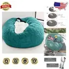 Giant 5FT Faux Fur Bean Bag Chair Cover in Peacock Blue for Kids & Adults