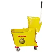 Plastic Mop Bucket with Wringer, 26 qt to 35 qt, Yellow Magnolia Brush MAGNOLIA