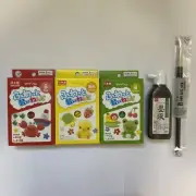 Daiso Japan Soft Clay three colors Red Yellow Green each 40g and Brush,india ink