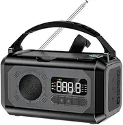 12000mAh Emergency Radio, Portable AM/FM/NOAA Radio with 2 Solar Panels, Hand Crank Radios with Flashlight Reading Lamp SOS, Power Bank SOS Alarm for Home & Outdoor Emergency