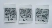250 pcs WHITE WOVEN CLOTHING CARE LABEL- 100% COTTON MACHINE WASH - S/M M/L L/XL