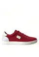 Dolce & Gabbana Red Suede Leather Men Low Top Sneakers Shoes