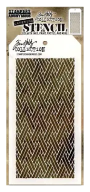 Tim Holtz Stampers Layering Stencil Woven Patterns Basket Weave Design Template