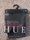 HUE Women Solid Skinny Jeans Denim Leggings Stretch Leg BLACK DENIM XS 0-2_ R1