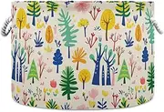 Yoogain Cartoon Childish Colorful Trees storage basket foldable and waterproof storage box with sturdy handle bags linen Decoration for kitchen tool nursery