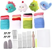 Gogogmee 4Set Felt Doll Craft Kit DIY Needle Felting for Animal Dolls Safe and Breathable Wool Materials for Parent Activities Includes Instructions for Easy