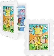 Solfres Kids Art Frames Front Opening 9x12 & 8.5x11 w/Mat, Set of 2, Kids Artwork Frames Changeable, Picture Frame with Storage Holds 150 Drawings, Display for Art Projects 3D Crafts, White