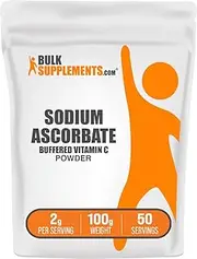 BulkSupplements.com Sodium Ascorbate Powder - for Immune Support, Sodium Ascorbate Vitamin C - Buffered Vitamin C, Gluten Free, 2000mg per Serving, 100g (3.5 oz) (Pack of 1)