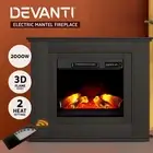 Devanti Electric Fireplace Mantel Portable Wood Heater 3D Flame Effect 2000W