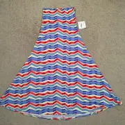 LuLaRoe Skirt XS Maxi Long Unlined Pull On Blue Red Yellow Geometric New