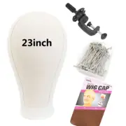 Canvas Wig Head Wig Stand 21-24Inch Mannequin Head for Hairstyling Displaying Ma