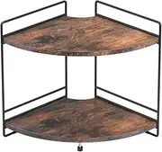 2 Tier Corner Shelf, Bathroom Organizer Countertop, Wooden Bathroom Trays for Counter Vanity Organizer, Makeup Cosmetic Storage Shelf, Kitchen Spice Rack, Rustic Brown