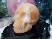 1 Large Orange Calcite Crystal Skull Carving – HCS2