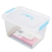 12 Quart Storage Bin, Plastic Latching Box/Container with Clear Lid, Blue Han...