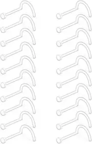 [Ruifan] 18G Clear Bioflex Screw Nose Ring Stud Retainer Body Jewelry Piercing Top Flat 2mm 2.5mm 3mm 20-30PCS