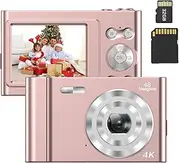 xinyee 4K Digital Camera Video Camcorder 48MP 2.4 Inch IPS Screen Auto Focus 16X Digital Zoom Anti-Shake Face Detect Smile Capture Built-in Flash & Battery with 32GB Memory Card Christmas