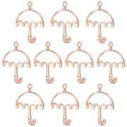 20Pcs Umbrella Shaped Alloy Open Back Bezel Pendants Resin Frame, Rose Gold