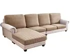 Sectional Couch Covers 8 Pieces, Stretch Couch Cushion Covers, L Shaped Washa...