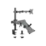 Goobay Monitor Mount Workstation Single Pole for 17-32 Inch Screens – Black Heavy Duty VESA Stand with Full Motion Tilt and Swivel for Efficient Workspace Setup
