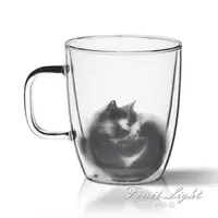 在飛比找樂天市場購物網優惠-馬克杯 手工雙層玻璃杯貓咪杯子辦公咖啡杯女用貓杯藝術茶水杯 