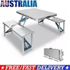 Aluminium Folding Camping Outdoor Table With 2X Bench Chairs Picnic Set Portable
