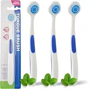 Genco Dental Tongue Scraper for Fresh Breath Perfect Tongue Scraper for Adults and Kids, Enhance Your Oral Hygiene with Tongue Brushes, Scrapers for Bad Breath Treatment (3 Pack (Brush))