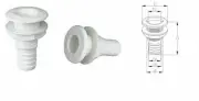 SEAFLO WHITE PLASTIC 1.5" THROUGH HULL MARINE BOAT 1.5" HOSE THRU HULL