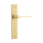 Iver Como Door Lever Handle on Chamfered Backplate Brushed Brass