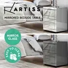 Artiss Bedside Table Mirrored 3 Drawers Side Table Storage Cabinet Nightstand