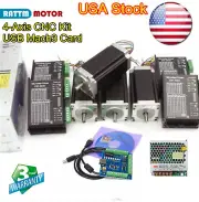 「US」4 Axis Nema 23 Stepper Motor Driver 2.8N.m 425oz.in Driver USB Mach3 CNC Kit